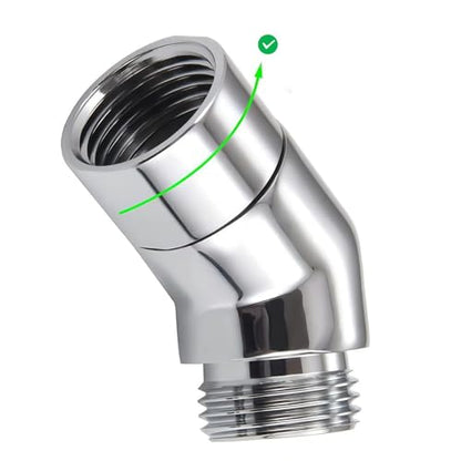 Shower Head Adapter,Solid Brass 135 Degree Shower Elbow Adapter,G1/2" Showers Head Extension Arm Connector (Chrome) (spinable)
