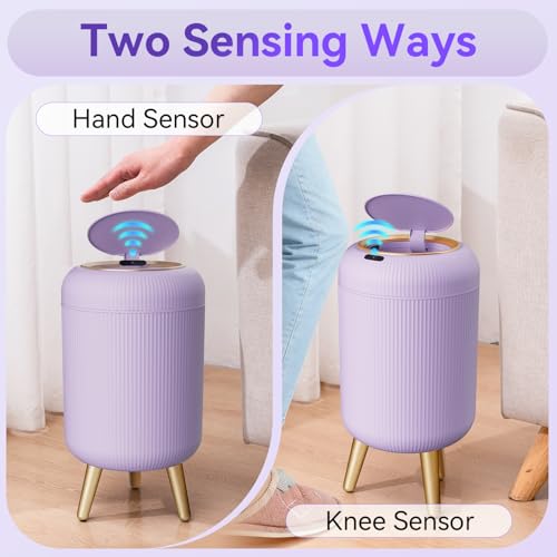 Bathroom Trash Can Automatic Touchless,3 Gallon Purple Gabage can | Motion Sensor Trash Can with Lid and legs,Smart Diaper Garbage Bin,Auto Small WasteBasket for Bedroom,Office,Restroom,Laundry - color: Purple