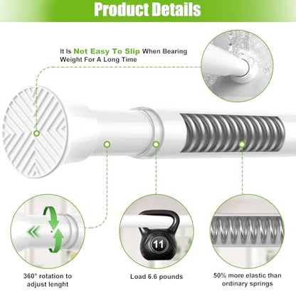 2 Pack Tension Curtain Rods 31-62 Inch Adjustable Spring Tension Rods 7/8 Inch Diameter White Shower Curtain Rod No Drilling for Window, Bathroom, Closet, Room Divider - color: White, size: 31" to 62"-2Pcs
