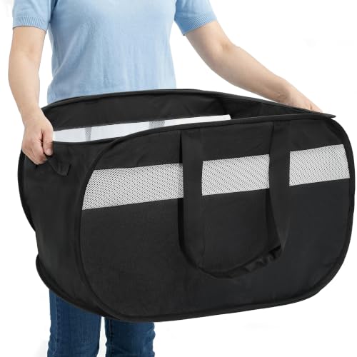 100L Collapsible Laundry Baskets, Foldable Dual Handle Laundry Hamper Black | Lightweight, Easy to Carry, Up and Downstairs, Tear-Proof, Space-saving, for Laundry Room, Bedroom, Bathroom, Travel, Dorm - color: 100L Black