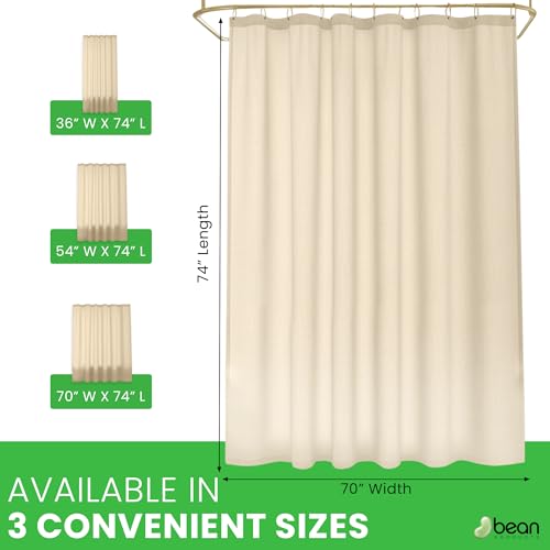 Bean Products Natural Cotton Bathtub Shower Curtain Liner- 70x74 - color: Natural, size: 70"W x 74"L (Pack of 1)