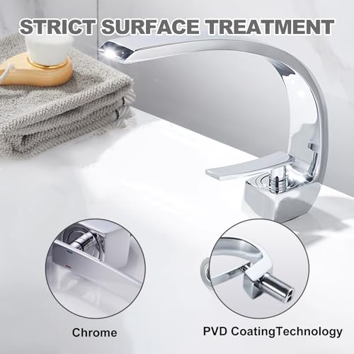 Chrome Bathroom Sink Faucet, Unique Design and Pop Up Drain - color: Chrome