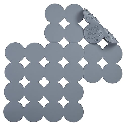 Webos Square Shower Mat Nonslip - 2PCS Rubber Bathtub Mat with Suction Cups for Inside Shower Bathroom Floor (Grey, 21X21) - color: Grey(2pcs)