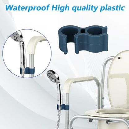 2 Pack Shower Hose Holder for Shower Chair, Bath Seat Bracket Attachment, Universal Hose Clip for Transfer Bench, Tub Stool, Elderly Disabled Bathing Aid - color: Bluegray