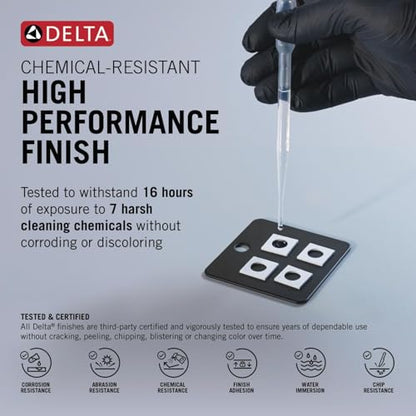 Delta Nicoli Centerset Matte Black Bathroom Faucet, 4 Inch 3 Hole Bathroom Sink Faucet for Vanity, Push-Pop Drain Assembly, Matte Black 25849LF-BL - color: Matte Black