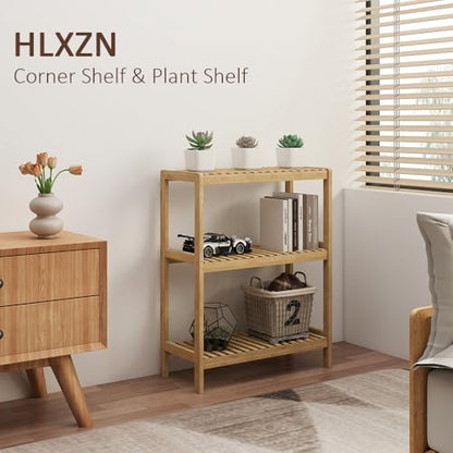 3-Tier Bamboo Freestanding Shelf Multi-use Small Bookshelf Bookcase - size: 23.6''W 3-tier