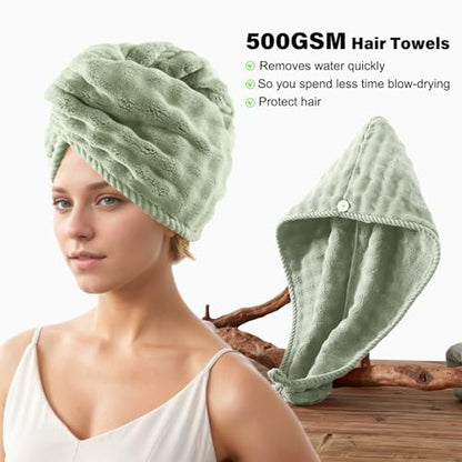 COZYART Lint Free 8 Pcs Bathroom Towel Set Ultra Soft Microfiber Sage Green | Ultra Soft, Fluffy, Thick, Highly Absorbent, Quick Dry, No Shedding, No Pilling, Fade Resistant, Durable, Long-lasting - color: Sage Green