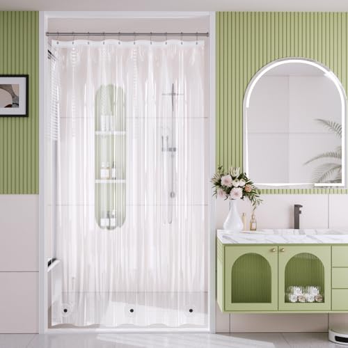 AmazerBath Shower Curtain Liner Small, 60x72 Clear Camper Shower Curtain, Waterproof Plastic Shower Liner, Lightweight PEVA Shower Curtain for Bathroom with 3 Magnets and 10 Rustproof Metal Grommets - color: Clear, size: 60"W x 72"L (Pack of 1)
