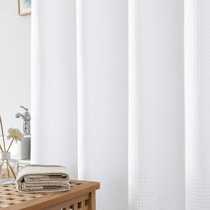 White Shower Curtain, Stall Small Waffle Weave Heavy Fabric Shower Curtains for Narrow Size Bathroom, Waterproof Soft Hotel Spa Luxury Bath Curtain Set, Machine Washable, White, 36x72 Inch - color: White, size: 36"W x 72"L (Pack of 1)