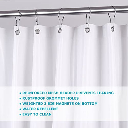 White Shower Curtain Liner,36 x 72 Inches Vinyl 10 G Heavy Duty Plastic Shower Curtain,Waterproof Weighted Bathroom Shower Liner - color: White, size: 36"W x 72"L (Pack of 1)