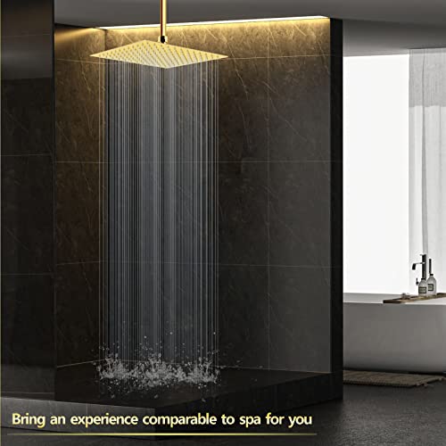 Voolan Rain Shower head, High Pressure Shower Head Made of 304 Stainless Steel, Relaxed Shower Experience Even at Low Water Flow and Pressure(8" Gold) - color: Gold, size: 8 Inch