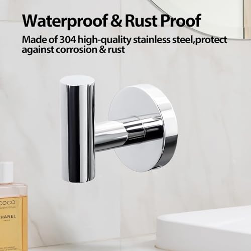 2 Pack Towel Hooks for Bathroom, Wall Mount Towel Holder, Wall Robe Stainless Steel Heavy Duty Door Hanger for Kitchen, Bedroom,Hotel,Pool,Coats, Silver - color: Silver