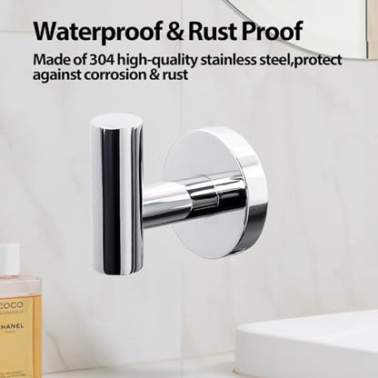 2 Pack Towel Hooks for Bathroom, Wall Mount Towel Holder, Wall Robe Stainless Steel Heavy Duty Door Hanger for Kitchen, Bedroom,Hotel,Pool,Coats, Silver - color: Silver