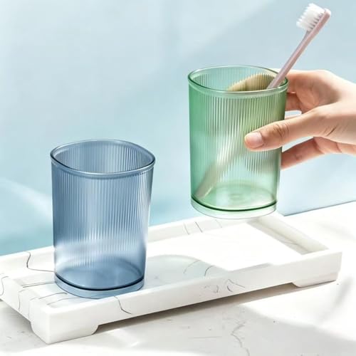 Unbreakable Cup, Bathroom Tumbler, Plastic Toothbrush Holder, Tumbler Cup, Bathroom Cups,Makeup Brush Holder,Set of 2 Reusable Drinking Glasses. (Blue & Green) - color: Blue & Green