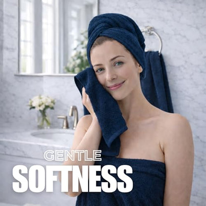 Set of 6 Luxurious Hand Towels for Bathroom, 16x28 inches, 100% Cotton, Ultra-Soft, Absorbent & Durable, 600GSM Bathroom Hand Towel - Ideal for Gym, Bath, Spa Use (Navy, 6 Pack) - color: Navy