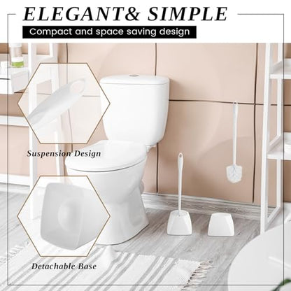 FoldTier 15 Sets Toilet Holder and Brush Set 16.14 Inch Toilet Bowl Cleaner Brush with Caddy Bathroom Scrub Plastic Scrubber with Long Handle for Bathroom Cleaning, Easy to Assemble (White) - color: White