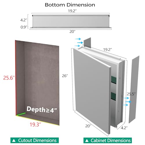 20 x 26 Inch Bathroom Medicine Cabinet with Beveled Edge Mirrored Door,Medicine Cabinet,Bathroom Mirror Cabinet,Home Medicine Cabinets with 2 Adjustable Shelves, Recessed or Surface Mount Installation - size: 20 x 26