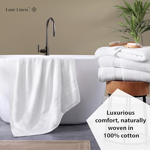 Lane Linen 100% Cotton 4 Pack Bath Sheets (35"x66") - Ring Spun, Extra Large Towel Sets - Quick Drying, Soft, Low lint & Highly Absorbent - Premium Quality Oversized Daily Use Bathroom Towels - White | Cotton Bath Sheets - Oversized & Roomy, Lightweight &
