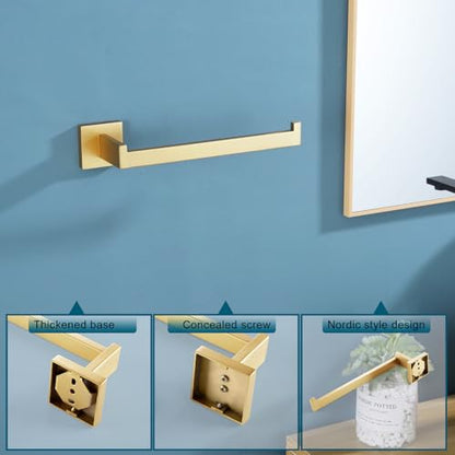 KOKOSIRI Towel Bar Gold Hand Towel Holder for Bathroom Kitchen Hardware Stainless Steel Wall Mounted, Brushed Gold, B3003BG - color: Brushed Gold