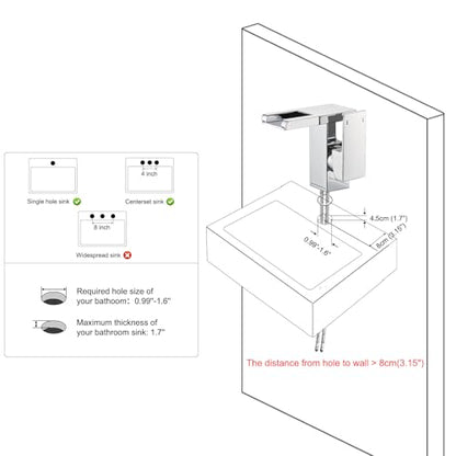 Hoimpro LED Bathroom Faucet, Single Handle Sink Faucets Polished Chrome | Waterfall Widespread Faucet, 3 Colors Light Changing, with Pop-up Drain & cUPC Supply Lines, for Sink Vanity RV Restroom - color: Polished Chrome