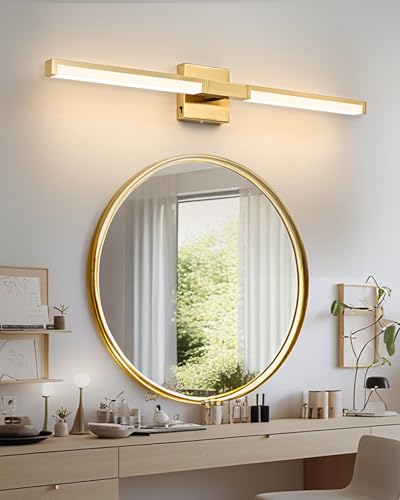 32 Inch Bathroom Vanity Light Fixtures, Gold Modern Light Fixtures Over Mirror, 16W 5CCT Dimmable Wall Light - color: Gold - 1Pack, size: 32 inch