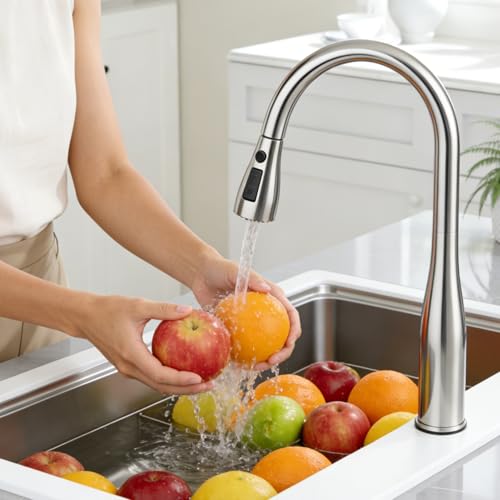 MILD EAST Kitchen Faucet Head Replacement, Premium 3-Function Pull Down Spray Head with 9 Universal Adapters, Sink Faucet Head compatible with Moen, American Standard Faucets, Brushed Nickel