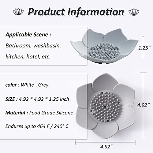 4 Pack Silicone Soap Tray Dishes Soap Holder Saver Draining Bathroom Shower Sink Bathtub - color: 4 Pack, White,grey,pink,blue