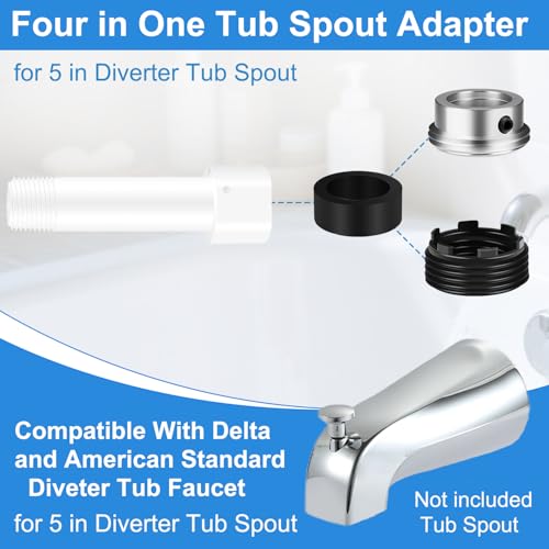 Four in One Tub Spout Adapter, Bath Tub Spout Kit Compatible with 1/2'' Copper Pipe, for 1/2'' and 3/4'' Pipe Thread, Slip on Adapter Kit with Assembly Tool