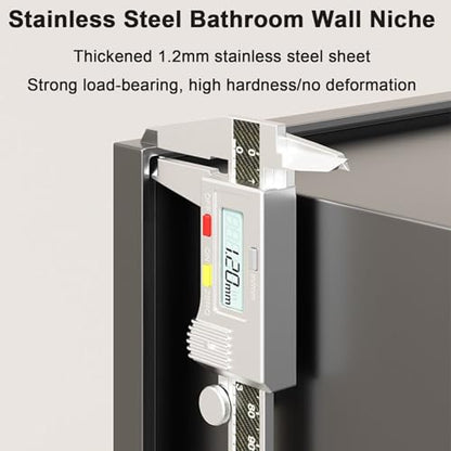 Stainless Steel Medicine Cabinet, Recessed Bathroom Niche with Glass Door, Hidden Tampon Storage Holder Wall Niche, Embedded Shower Caddy Organizer Bathroom Insert Shelf - size: Style 2