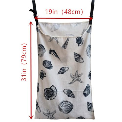 Hanging Laundry Hamper Bag, Stylish Durable Space Saving Laundry Bag with Zipper and Wide Open Top, Basket for Home, Dorm, or Travel, Hangs from Rails, Doors and Hooks