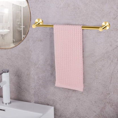 MGahyi Adjustable Stainless Steel Towel Racks for Bathroom 13.18-24In | Rustproof Single Towel Bar Wall Mounted, Sturdy & Space-Saving Towel Holder Rod for Bathroom Accessories, Gold - color: Gold