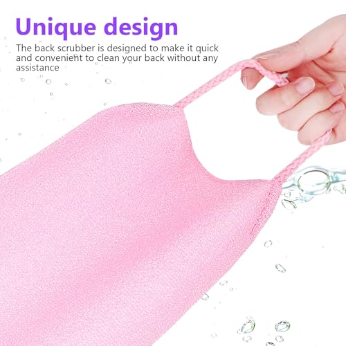 SOLUSTRE 4pcs Exfoliating Body Scrubber Back Towel Set Stretchable Polyester Bathing Washcloths Gentle on Skin for Shower and Bathroom Use Suitable for Skin Types
