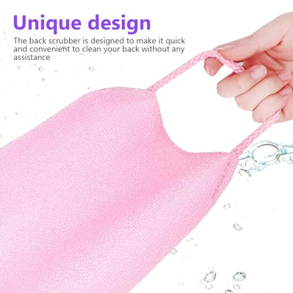 SOLUSTRE 4pcs Exfoliating Body Scrubber Back Towel Set Stretchable Polyester Bathing Washcloths Gentle on Skin for Shower and Bathroom Use Suitable for Skin Types