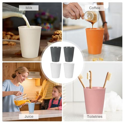 uxcell 4 Pcs Simple Toothbrush Cup, 3.3 x 3.3 x 4.2 Dishwasher Safe Bathroom Tumbler Reusable Plastic Cup Set for Storing Toothpaste Combs, Gray/White - color: Gray/White