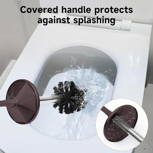 Bronze Toilet Brush and Holder，Extra Long Handled Toilet Brush for Bathroom，Stainless Steel Heavy Duty Toilet Bowl Brush,Deep Cleaning Modern Toilet Cleaner Brush -Space Saving, Covered Brush, Durable - color: Bronze