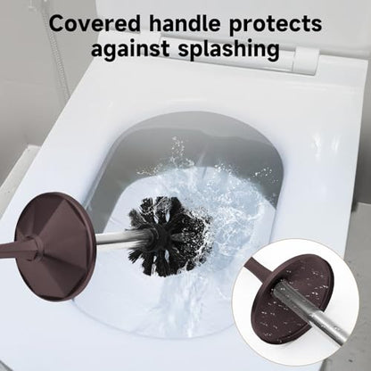 Bronze Toilet Brush and Holder，Extra Long Handled Toilet Brush for Bathroom，Stainless Steel Heavy Duty Toilet Bowl Brush,Deep Cleaning Modern Toilet Cleaner Brush -Space Saving, Covered Brush, Durable - color: Bronze