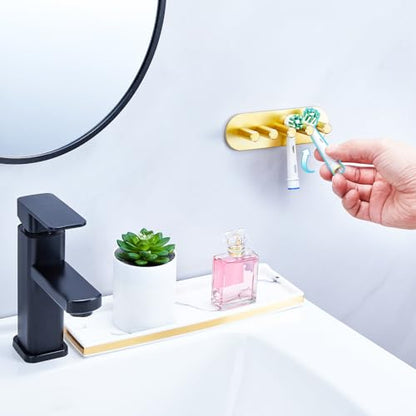Electric Toothbrush Head Holder, Toothbrush Holders Wall Mounted, Adhesive Tooth Brush Head Holder Organiser, Electric Toothbrushs Holder, Shower Tooth Brushing Holder (Gold, Large) - color: Gold, size: Large