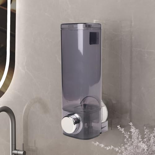 Wall-Mounted Soap Dispenser, 450ml Suction Cup No Drill Installation Gel Dispenser PET Material Space Saving Design for Bathroom Shower(Transparent Gray) - size: Transparent gray