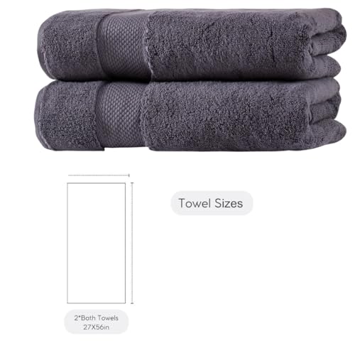 BAGNO MILANO Turkish Towels Hotel-Spa Towel Set, 100% Turkish Cotton | Ultra Soft Plush Absorbent Towels Set (Grey, Bath Towel Set of 2) - color: Grey, size: Bath Towel Set of 2