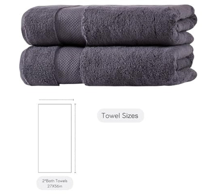BAGNO MILANO Turkish Towels Hotel-Spa Towel Set, 100% Turkish Cotton | Ultra Soft Plush Absorbent Towels Set (Grey, Bath Towel Set of 2) - color: Grey, size: Bath Towel Set of 2