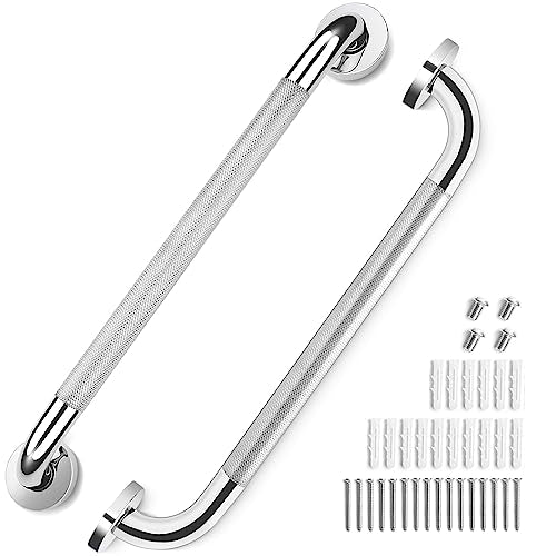 2 Pack Grab Bars for Elderly for Wall 16 Inch, Fit for Studs, Knurled Anti-Slip Bathroom Shower Grab Bars for Seniors, Safety Handicap Grab Bars for Shower, Shower Handles for Elderly, Tesuchan - size: 16 Inch