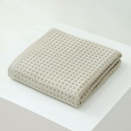 2 PCS Bath Towels, Waffle Bath Towels for Daily Bathing, Spa Relaxation and Home Bathroom, 27.56 * 55.12inch/70 * 140cm, Khaki