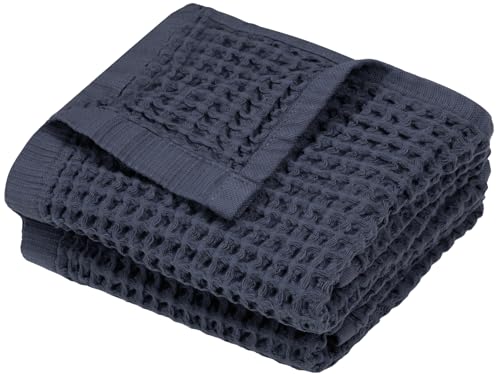 DEMMEX Organic Cotton Waffle Weave Turkish Hand Towels for Bathroom & Kitchen, Large 20x30 in, 100% Oeko-TEX Certified Ultra Soft Cotton, Lightweight Quick Dry Waffle Hand Towels, Set 2 (Charcoal) - color: Charcoal