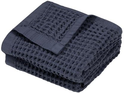 DEMMEX Organic Cotton Waffle Weave Turkish Hand Towels for Bathroom & Kitchen, Large 20x30 in, 100% Oeko-TEX Certified Ultra Soft Cotton, Lightweight Quick Dry Waffle Hand Towels, Set 2 (Charcoal) - color: Charcoal