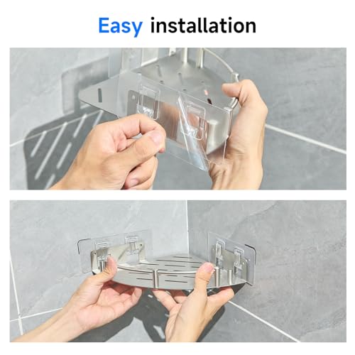 Shower Caddy Corner(1 Pack), 304 Stainless Steel,Integrated molding, High Weight Capacity,Wall mounted Bathroom Shelves with nail free adhesive, Suit for storage racks in bathrooms,Kitchens - size: 1Pack