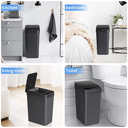 Anborry Bathroom Automatic Trash Can 3 Pack 2.2 Gallon Motion Sensor Touchless Small Slim Garbage Can with Lid Smart Electric Narrow Garbage Bin for Bedroom Living Room Office Kitchen (Black) - color: 3 Pack 2.2 Gallon & 2.2 Gallon & 2.2 Gallon Black