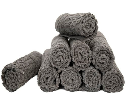PH Pleasant Home Diamond Wash Cloths Set - 12 Pack (12” x 12”) – 509 GSM - 100% Ring Spun Cotton Wash Cloth - Super Soft and Highly Absorbent Face Towels(Dark Grey) - color: Dark Grey, style: Diamond