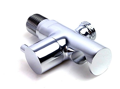 Modern Bathroom Brass Shower Wall Outlet Handheld Shower Spray Head Bracket Holder Supply Elbow Hose Connector with Water Shut Off Switch Flow Control Valve,Chrome - color: Chrome