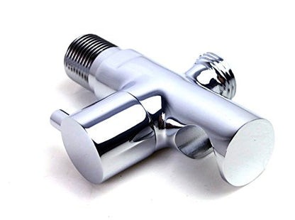 Modern Bathroom Brass Shower Wall Outlet Handheld Shower Spray Head Bracket Holder Supply Elbow Hose Connector with Water Shut Off Switch Flow Control Valve,Chrome - color: Chrome