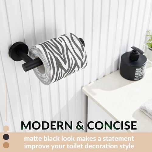 Toilet Paper Holder, 304 Stainless Steel, Matte Black | Right-Facing Open Arm, Quick Roll Replacement, Raised End Stop, Fits Regular, Large & Mega Rolls, Bathroom & Powder Room Use - color: Matte Black